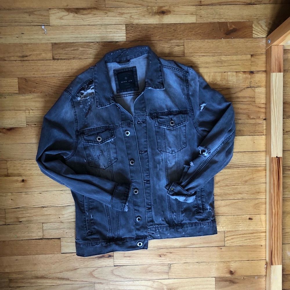 (SOLD) Distressed Grey Denim Jacket